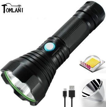 10000LM USB Lādējamu Lukturīti Spēcīgs LED Lukturis ar Long Diapazons Metot ar 4 Režīmi Ūdensizturīgs Āra Prožektors, Nometnes