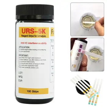 100gab/Box URS-5K Urīna teststrēmeles Urīna Glikozes PH, Olbaltumvielu Ketona Asins Reaģenta Analizējot Sloksnes Mājas Ketozi Urīna Tests