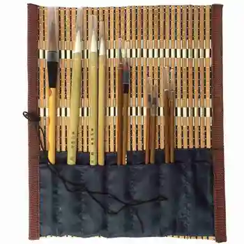 10Pcs Ķīniešu Bambusa Kaligrāfijas Sukas Ar Pildspalvu Aizkaru Rakstot Glezniecības Mākslas Kaligrāfijas Supplie Brush Tool Set Tintes X2S1