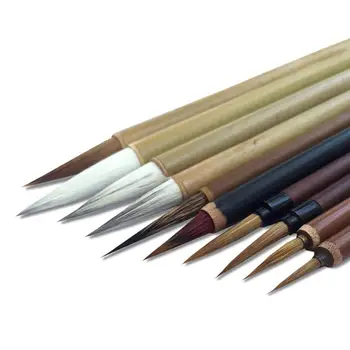 10Pcs Ķīniešu Bambusa Kaligrāfijas Sukas Ar Pildspalvu Aizkaru Rakstot Glezniecības Mākslas Kaligrāfijas Supplie Brush Tool Set Tintes X2S1