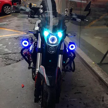 1Pair 125W U7 Veikalā Motociklu Angel Acis Lukturu dienas gaitas lukturi prožektori autonoma spilgti LED velosipēda lukturi piederumi darbu, Miglas lukturi