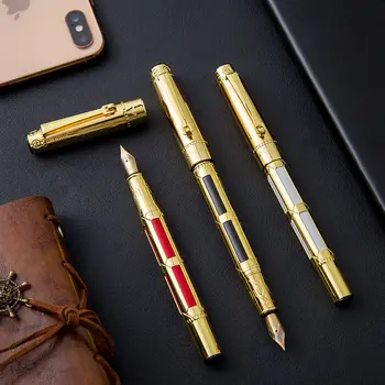 1gb Luksusa kvalitātes 1168 Zelta Uzņēmējdarbības birojs Fountain Pen Jaunu Biznesa High-end 0.5 mm Nib Tintes Pildspalvu Dāvanu Pildspalvas