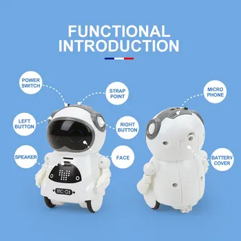 1gb Saprātīga Mini Kabatas Robots Staigāt Mūziku, Deju, Rotaļu Gaismas Balss Atpazīšanas Saruna Atkārtot Smart Interaktīvās Bērniem Dāvanu