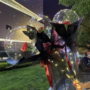 2 Komplekti LED Gaismas Balonu Rožu Pušķis DIY Labākās Dāvanas Valentīna Diena Ziemassvētku Puse, Kāzu Dekorēšana Romantiska Globusi