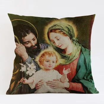 2018 Jaunu Pasaules Slavenā Glezna Marija, Jēzus meitene Ar Pērļu Iespiesti Mest Spilvens Gadījumā 45*45cm Kvadrātveida Spilvens Segums