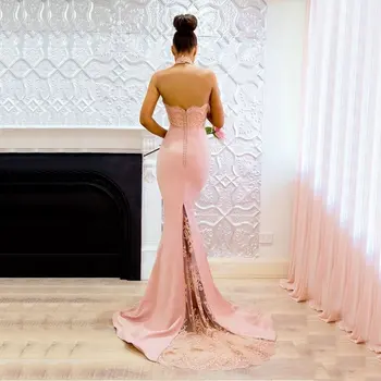 2019 Sexy Backless Vakara Kleitas ar vilcienu sirēna mežģīnes formālā puse kleita Jaunā gada slim ķermeņa puse kleita Vestido De Noiva