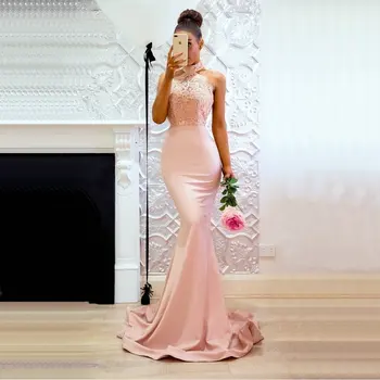 2019 Sexy Backless Vakara Kleitas ar vilcienu sirēna mežģīnes formālā puse kleita Jaunā gada slim ķermeņa puse kleita Vestido De Noiva
