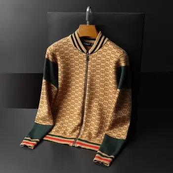 2020. gada rudens / ziemas modes džemperis mētelis, vīriešu tendence jauna jaciņa gadījuma gaismas luksusa skaists trikotāža vīrietis