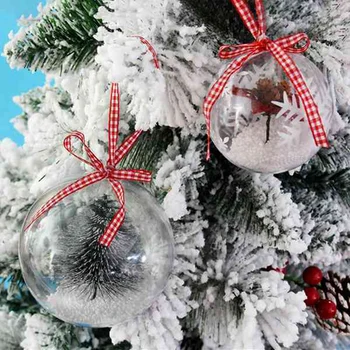 24 Partijas DIY 70mm Ziemassvētku Eglīte Piekārtiem Bumbu Caurspīdīga Bumba caurspīdīgā Plastmasas, kas Piepildīta Bumbiņu Rotājumu