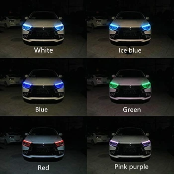 2gab Auto Drl Led Dienas Gaismas lukturi, Pagrieziena Signāla Elastīgu, Mīkstu Cauruli Rokasgrāmata Automašīnu RGB LED Strip Gaismas Bezvadu Tālvadības pults
