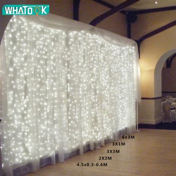 2x2M 4.5Mx3M LED Kāzu Aizkaru Gaismas ziemassvētku vainags string Gaismas āra jauno gadu Dzimšanas dienas svinības Dārza Svētku Dekorēšana