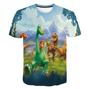 3-14 gadus vecs zēns T-krekls poliestera īstermiņa piedurknēm gudrs dinozauru bērniem krekls zēnu un meiteņu topi 3D Iespiesti ikdienas valkāšanai