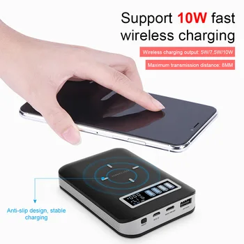 3 in 1 10w Wireless Power Bank Ātri Uzlādēt 18650 Gadījumā Xiaomi Sansung Ārējais Akumulators Powerbank Box iPhone 12 11 pro xs