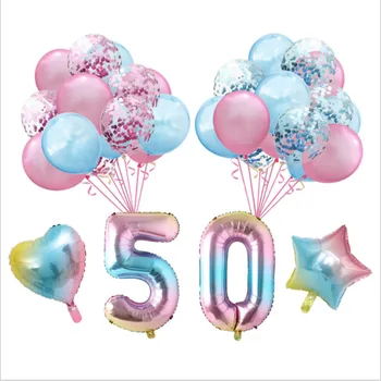 34-Gabals 16 Collu Slīpumu, Dzimšanas Dienas Alumīnija Folija Balona Komplekts 70 80 90 Gadu Veca Partija Happy Birthday Balonu