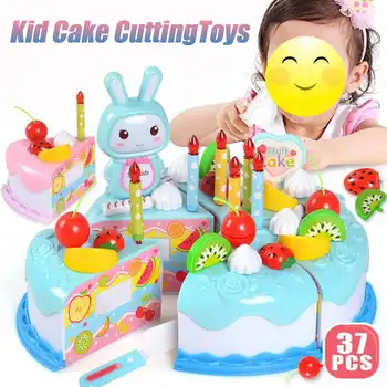 37pcs Virtuves Rotaļlietas Kūka Pārtikas DIY Izlikties, Spēlēt Augļu Griešanas Dzimšanas dienas Rotaļlietas Bērniem Plastmasas Izglītības Baby kids Dāvanu