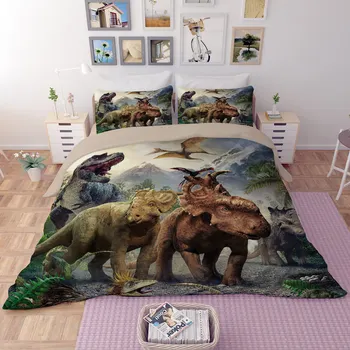 3D Dinozauru rhino gultas viena liela izmēra sega sega ietver dzīvnieku gultas pārklāji Karalis twin divvietīga Labas kvalitātes gultasveļa