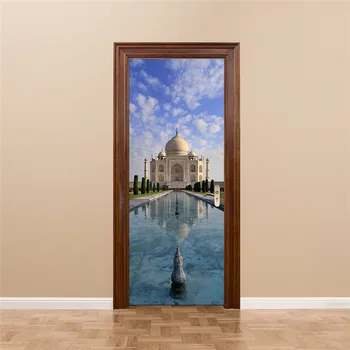 3D Durvju Uzlīmes Laukumā Baznīca Manarola Ama Dablam Lake Como Venēcijas Kanālu Taj Mahal Sanktpēterburgas Mākslas Koridora Dekoru Ielīmējiet
