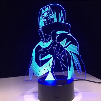 3D Lampas Led Nakts Gaisma Naruto Multenes bērniem Kakashi Sasuke Japāņu Manga Anime Draudzība Komiksu Sensoru Lampas nightlight