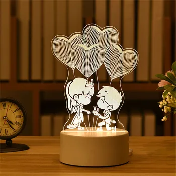3D Lampas Rožu Mīlestības Sirds Trušu Lācis Akrila LED Nakts Gaisma Lieldienu Kāzu Dekori Galda Lampa Valentīna Dienā Draudzene/sieva Dāvanu