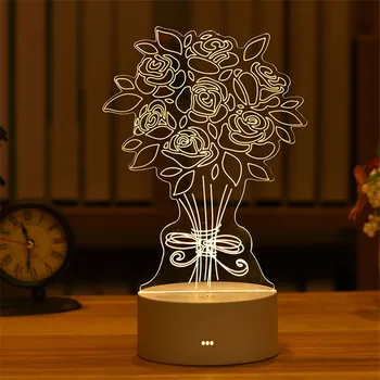 3D Lampas Rožu Mīlestības Sirds Trušu Lācis Akrila LED Nakts Gaisma Lieldienu Kāzu Dekori Galda Lampa Valentīna Dienā Draudzene/sieva Dāvanu