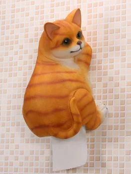 3D Sveķu Cute Kaķu Tualetes Papīra Turētājs Vannas istaba Roll Papīra Radošo Audu Lodziņā Sveķu Renes Bezmaksas Perforators Roku, Suns, cūka, Sadzīves