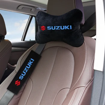 4gab/komplekts Auto Mīkstu Pagalvi Spilvenu Kakla Spilvens gadījumā un Auto drošības Jostu vāks Suzuki Swift SX4 Jimmy Samurai Vitara Alto