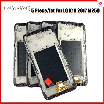 5 Gabals/daudz LCD LG K10 2017 M250 M250N M250E LCD Displejs, Touch Screen Digitizer Montāža LG K10 M250DS LCD ar rāmi