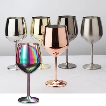 500ML Vienā Slānī Apšuvuma Goblet Vīna Kauss 1 Gab Krāsains Cilindra Formas Kritums-Izturīgs Šampanieša Kokteilis, Stikla Nerūsējošā Tērauda
