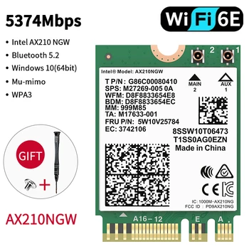 5374Mbps 6G WiFi 6E Intel AX210 Bluetooth 5.2 Bezvadu M. 2 Wlan WiFi Karti AX210NGW AX200 Dual Band 802.11 ac/ax Wi-Fi Karte 6