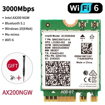 5374Mbps 6G WiFi 6E Intel AX210 Bluetooth 5.2 Bezvadu M. 2 Wlan WiFi Karti AX210NGW AX200 Dual Band 802.11 ac/ax Wi-Fi Karte 6