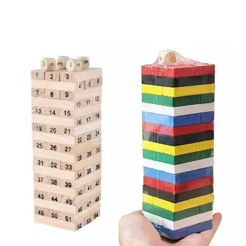 54Pcs Koka Celtniecības Bloki Rotaļlietas Līdzsvaru Domino Stacker Spēle Masīvkoka Tornis Montessori Izglītības Spēle Bērniem Dāvanas