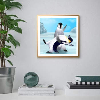 5D Dimanta Krāsošana Dzīvnieku Pilnu Kvadrātveida, Apaļas Dimanta Urbšanas Izšuvumi Karikatūra Pingvīns Dimanta Mozaīkas Fāzēm Mājas Sienas Apdare