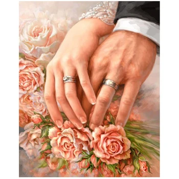 5D Diy Dimanta izšuvumi rožu kāzu dekori gredzena attēlu dimanta glezna Krustdūrienā pilnu kvadrātveida kārtas urbt Rhinestone HYY