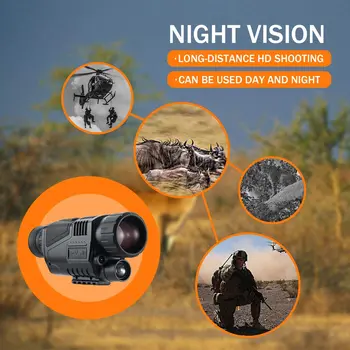 5X40 Centrālās Medību Night Vision Monokulāri Aizsargbrilles darbības Joma Ciparu Binokļus 200M klāstu Savvaļas Nakts Redzamības Optika