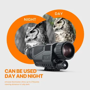 5X40 Centrālās Medību Night Vision Monokulāri Aizsargbrilles darbības Joma Ciparu Binokļus 200M klāstu Savvaļas Nakts Redzamības Optika