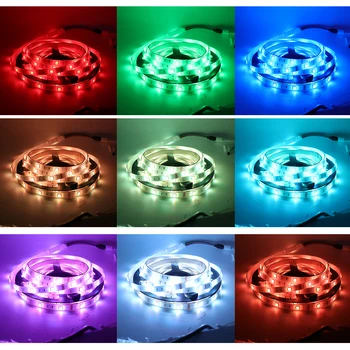5m LED Lentes RGB Gaismas 5050 12V Mūzikas Sinhronizācijas Krāsa Mainās Tālvadības Stingru Sūkli Lentes Lentes Apdare ar 2A Strāvas Spraudni