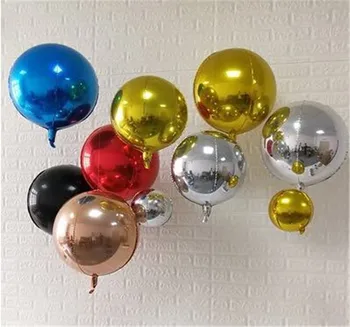 6pcs 15inch 18inch 4D Balona Lielas Apaļas Lodes Formas Alumīnija Folija Baloni, Hēlija Balonu Dzimšanas dienu, Kāzu Baby Dušas Dekori