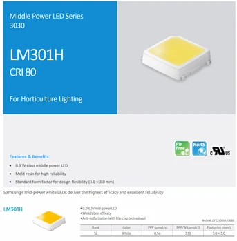 6pcs/daudz, 230lm/w ,Samsung LM301H LED QB V4 Valdes 3000K/ 3500K samaisa 660nm UV, IS,UV IS ieslēgt/izslēgt LED augt gaismas