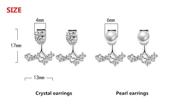 925 sterling sudraba modes spīdīgas kristāla pērle dāmas'stud auskari sievietēm, rotaslietas kāzu dāvanu piliens kuģniecība