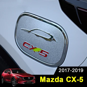 ABS Chrome Ārpuse Auto Eļļas Degvielas Tvertne, Gāzes Klp Vāciņš Melns, Uzlīmes Priekš MAZDA CX-5 CX5 CX 5 2017 2018 2019 Auto-stils
