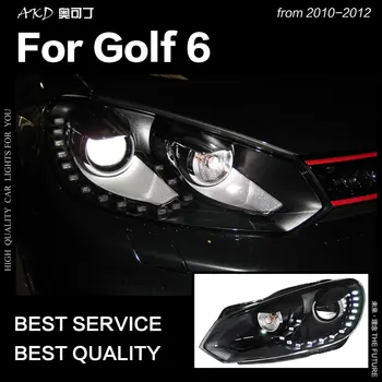 AKD Auto Stils VW Golf 6 LED Lukturu 2009. - 2012. Gadam R20 Dizaina Golfa LED dienas gaitas lukturi Hid Lukturi Angel Eye Bi Xenon Gaismu Aksesuāri