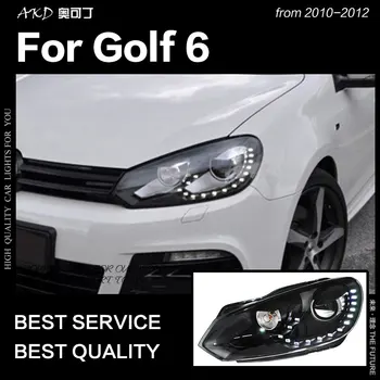 AKD Auto Stils VW Golf 6 LED Lukturu 2009. - 2012. Gadam R20 Dizaina Golfa LED dienas gaitas lukturi Hid Lukturi Angel Eye Bi Xenon Gaismu Aksesuāri