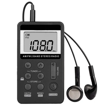 AM FM Portatīvo Kabatas Radio, Mini Digital Tuning Stereo ar Uzlādējams Akumulators un Austiņas, lai Iet/Skriet/Sporta zālē/Kempings (Bla