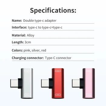 AN+ 2-in-1 Tips-C Vīriešu Tips-C USB Sieviešu Austiņu Pārveidotājs, USB Savienotājs Tips-C, Audio Un Uzlādes Adapteris Smart tālruni