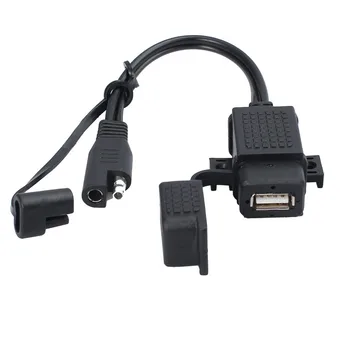 AUTOUTLET 12-24V Uzlādēšanas Adapteris Ūdensizturīgs Motociklu SAE USB Interfeisu Tālruņa GPS Lādētājs Kabeļa Adaptera Komplekts Inline ABS Drošinātājs