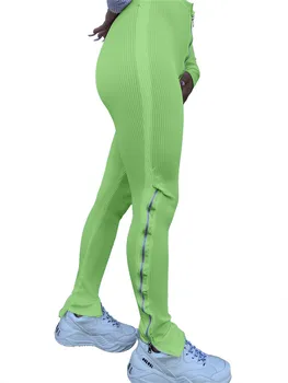 Adogirl Cietā Salātu Bikses Rāvējslēdzēju Augstu Šķēlumu Izlīdzināšanu Bikses Ar Augstu Stretchy Modes Gadījuma Stulpiņi Trackpants