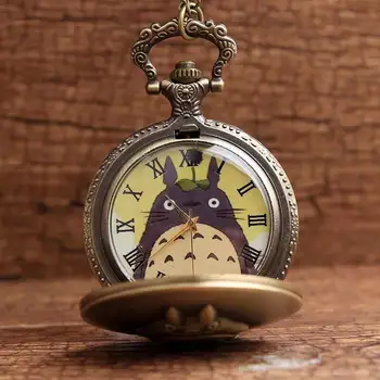Anime Animācijas Totoro Kabatas Pulksteņu Ķēdes Kaklarota Retro Kabatas Pulksteņi, Kvarca Kulons Bērniem Dāvanas Relogio De Bolso reloj