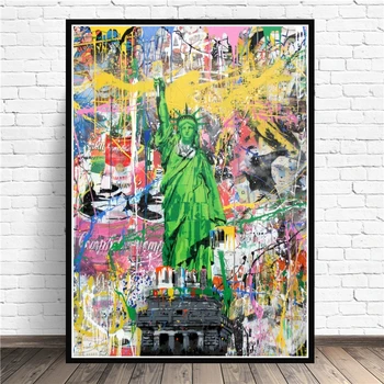 Anotācija Brīvības Statuja Wall Street Art Audekls Plakāti Un Izdrukas Grafiti Pop Art Audekls Bildes Mājas Apdare