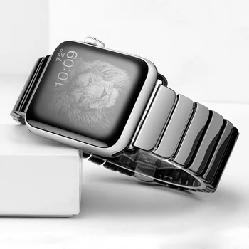 Apple skatīties joslas 44mm 40mm correa grezns keramikas watchband par iwatch pulseira Series 5 4 3 2 siksnas 42mm 38mm cinturino