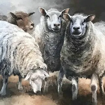 ArtBack PILNA Dimanta Izšuvumi dzīvnieku aitu Dimanta Krāsošana 5D DIY Cross Stitch Apaļa kvadrātveida Dimanta Mozaīkas Apdare